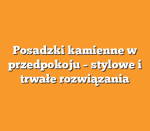 Posadzki kamienne w przedpokoju – stylowe i trwałe rozwiązania