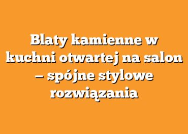 Blaty kamienne w kuchni otwartej na salon — spójne stylowe rozwiązania